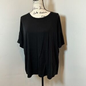 EILEEN FISHER Black Oversized Relaxed Fit Dolman Sleeve Tunic Top L/G
